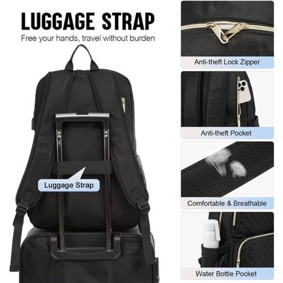 Women\'s Quilted Laptop Bag Travel Backpack Purse With Anti-Theft Zipper main image 5